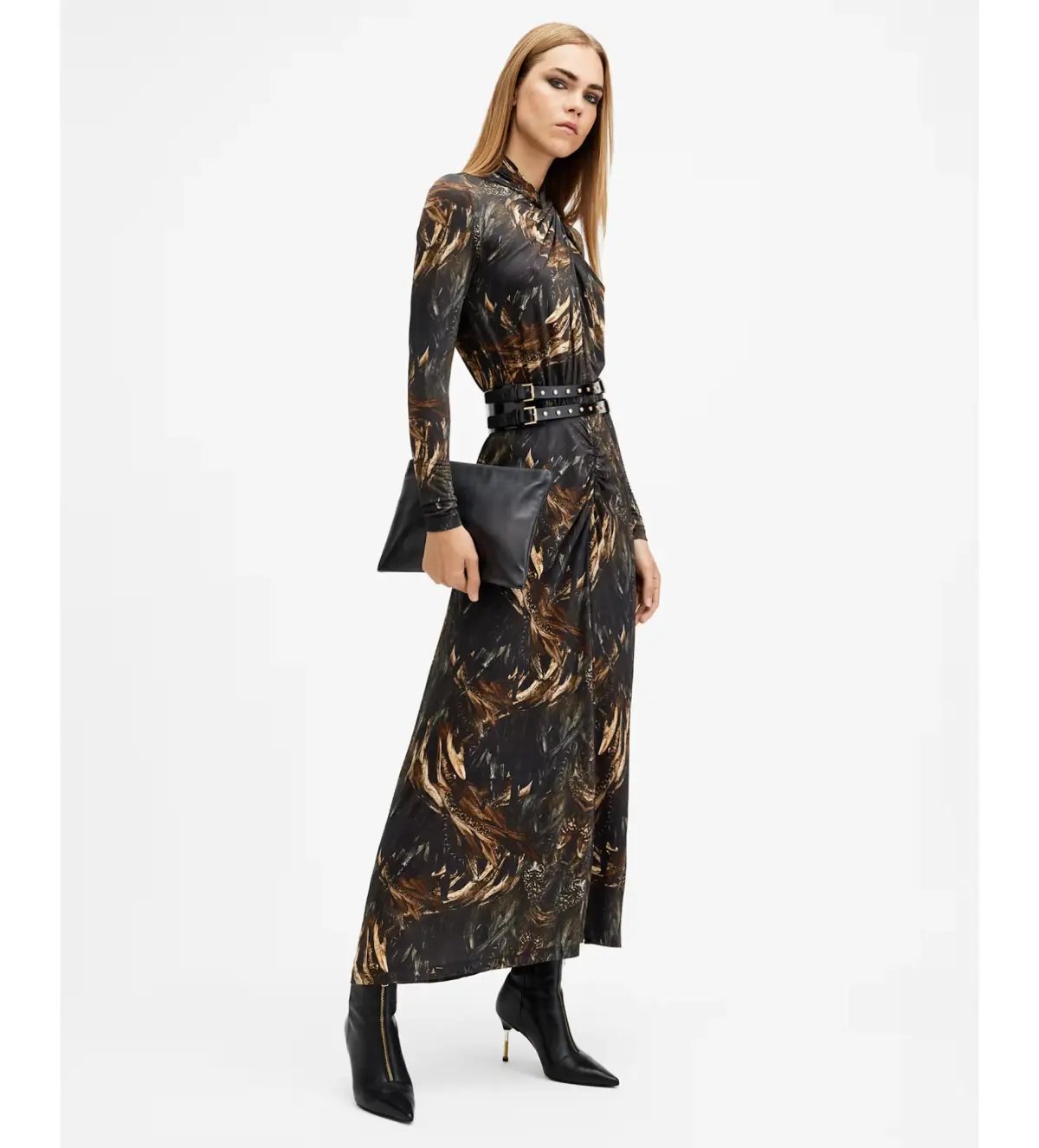 AllSaints Mina Maxi Dress Charm Black Size AU 10 photo 2