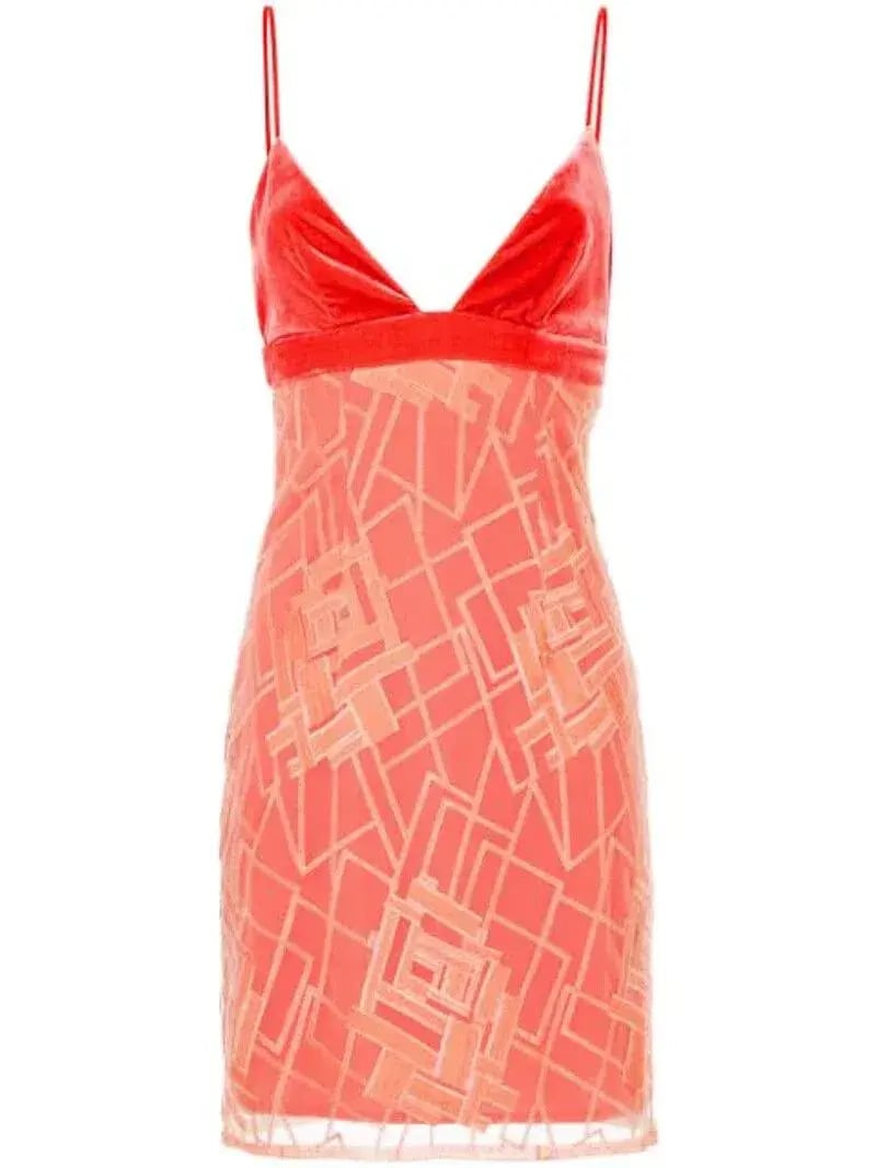 Manning Cartell Floral Fusion Velvet Slip Mini Dress Flamingo Red Size 10 photo 6