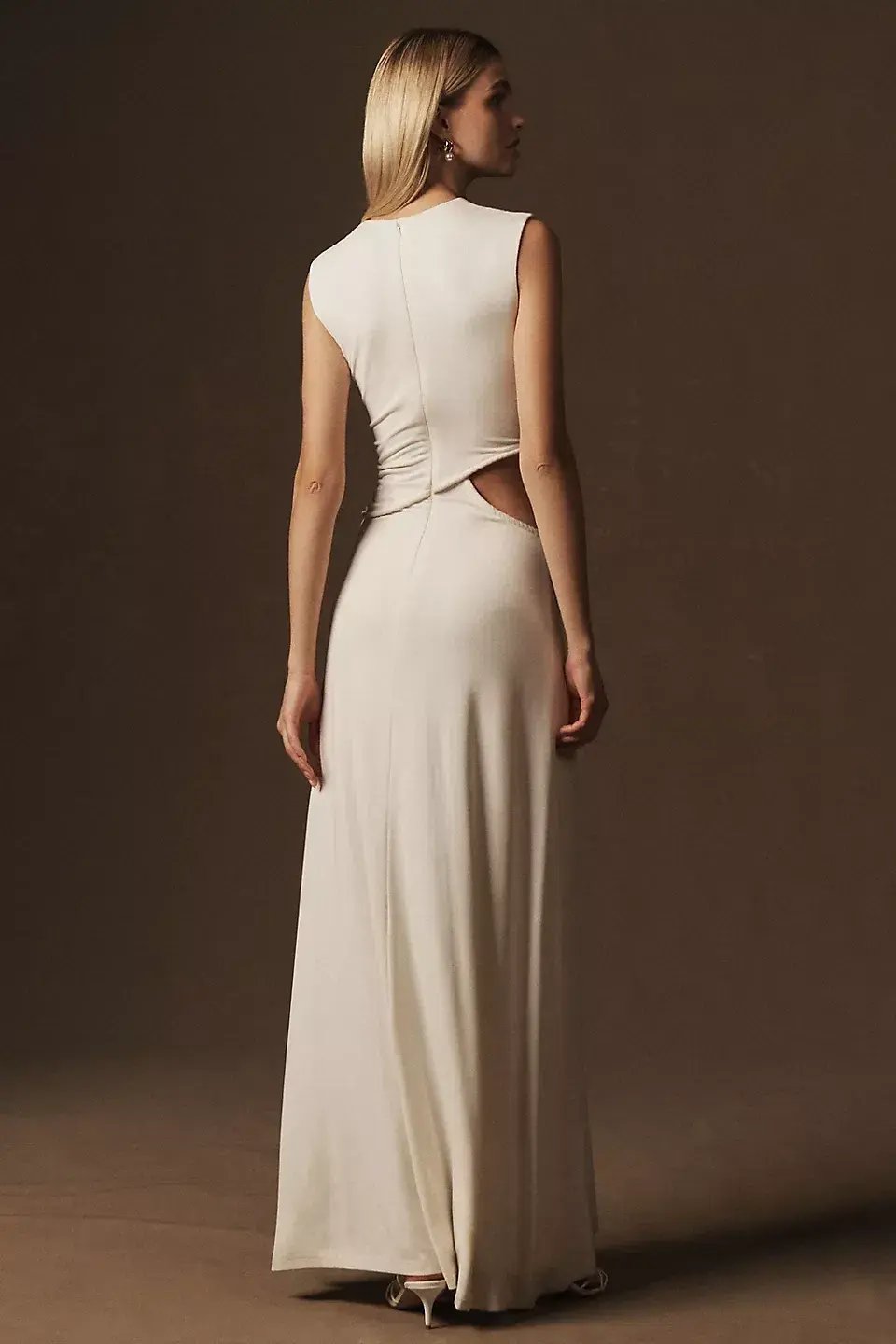Misha The Sierra Jersey Gown Ivory White Size 12 photo 3