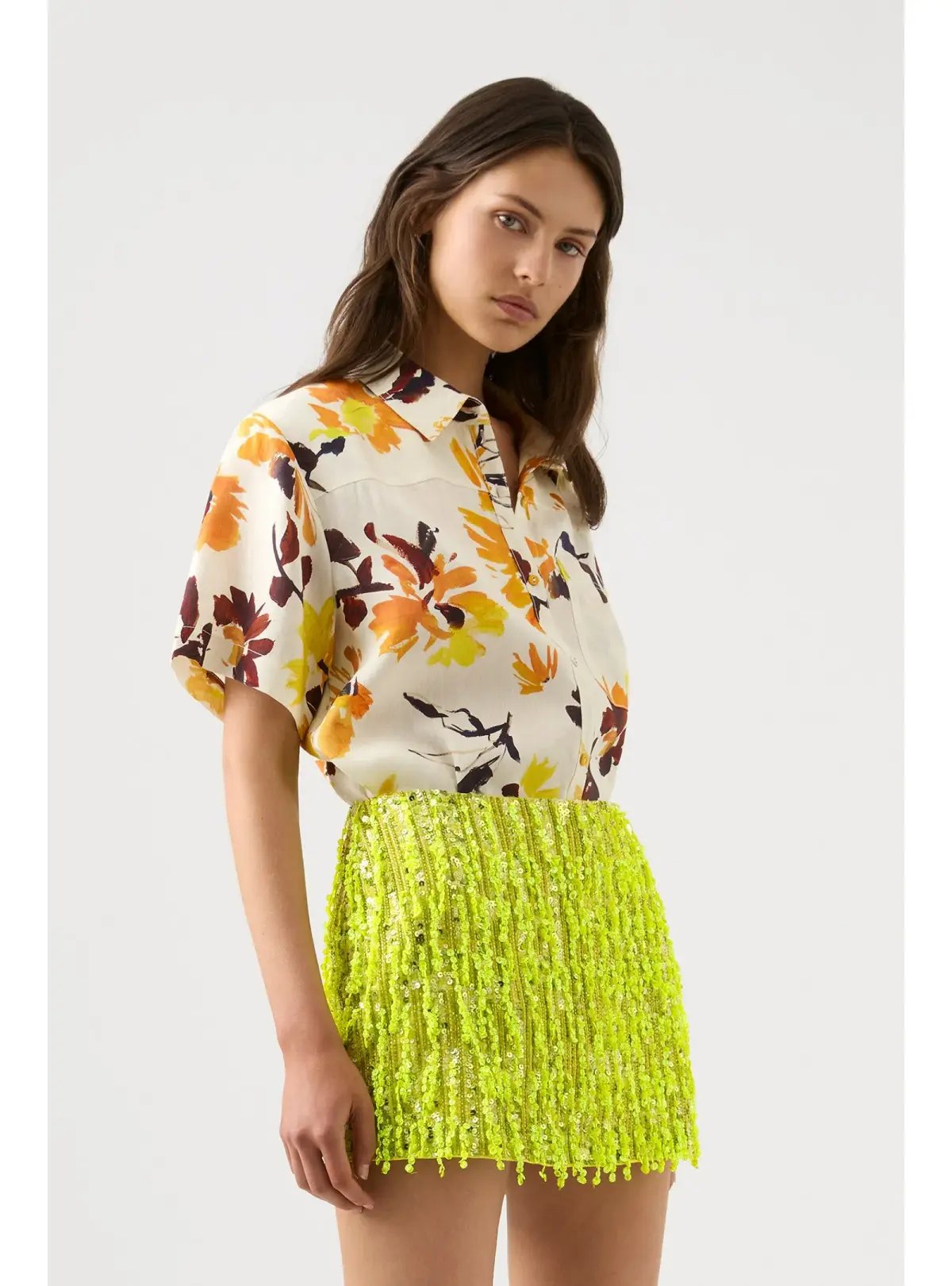 Aje Green Garni Sequin Micro Mini Skirt Green Sequin Size AU 14 photo 2