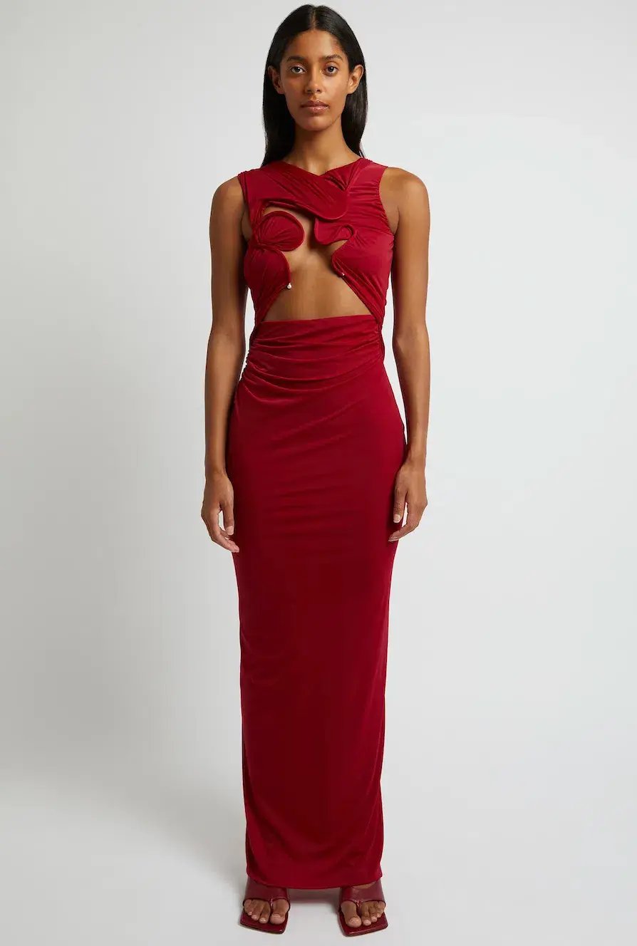 Reformation Raewyn Knit Dress Red Size AU 8 photo 20