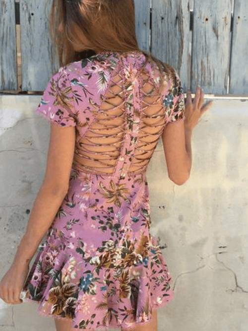 Zimmermann Tropicale Lattice Mini Dress Pink Floral Size 6 photo 4