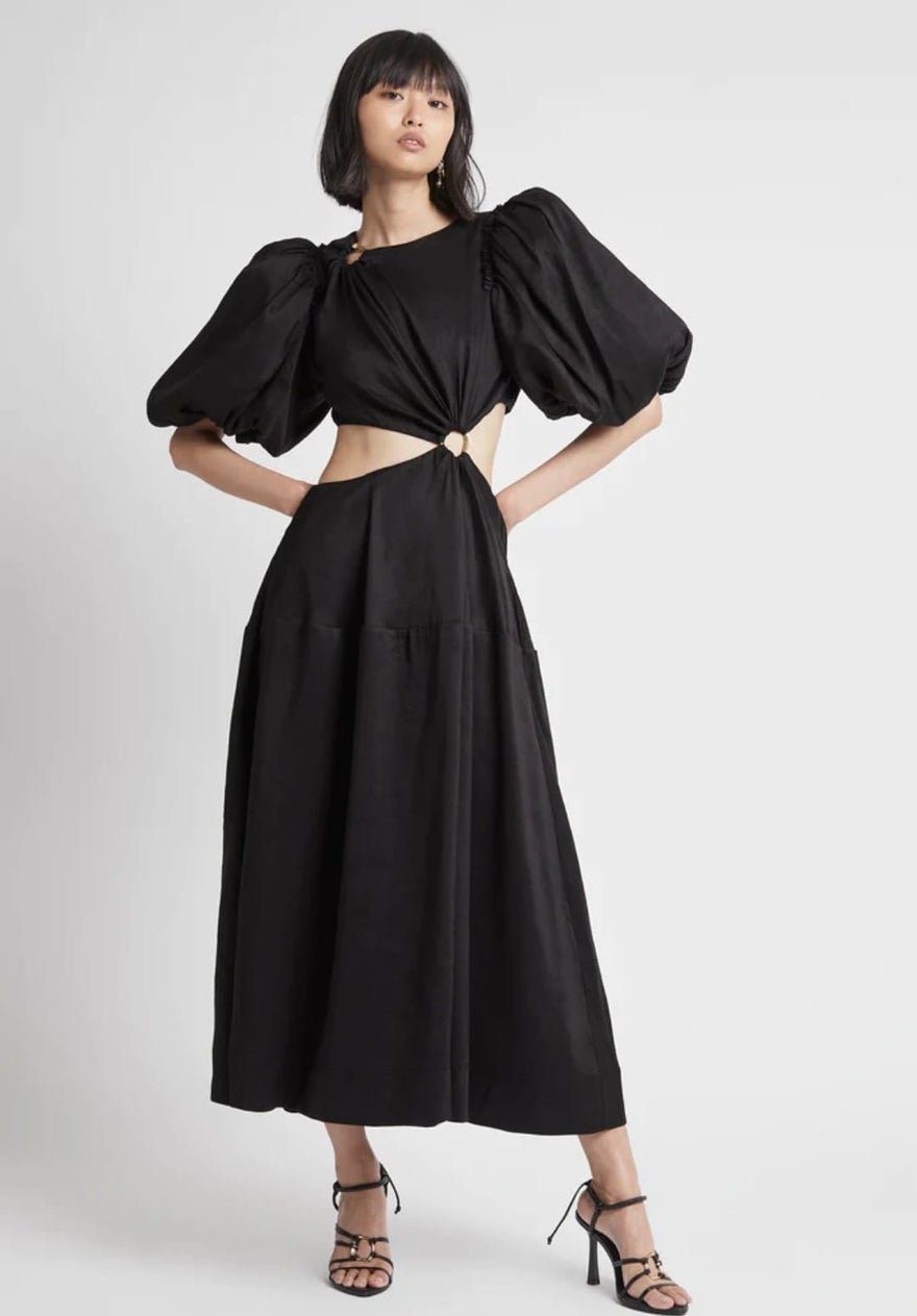 Aje Vanades Cut Out Ring Midi Dress - Black photo 3