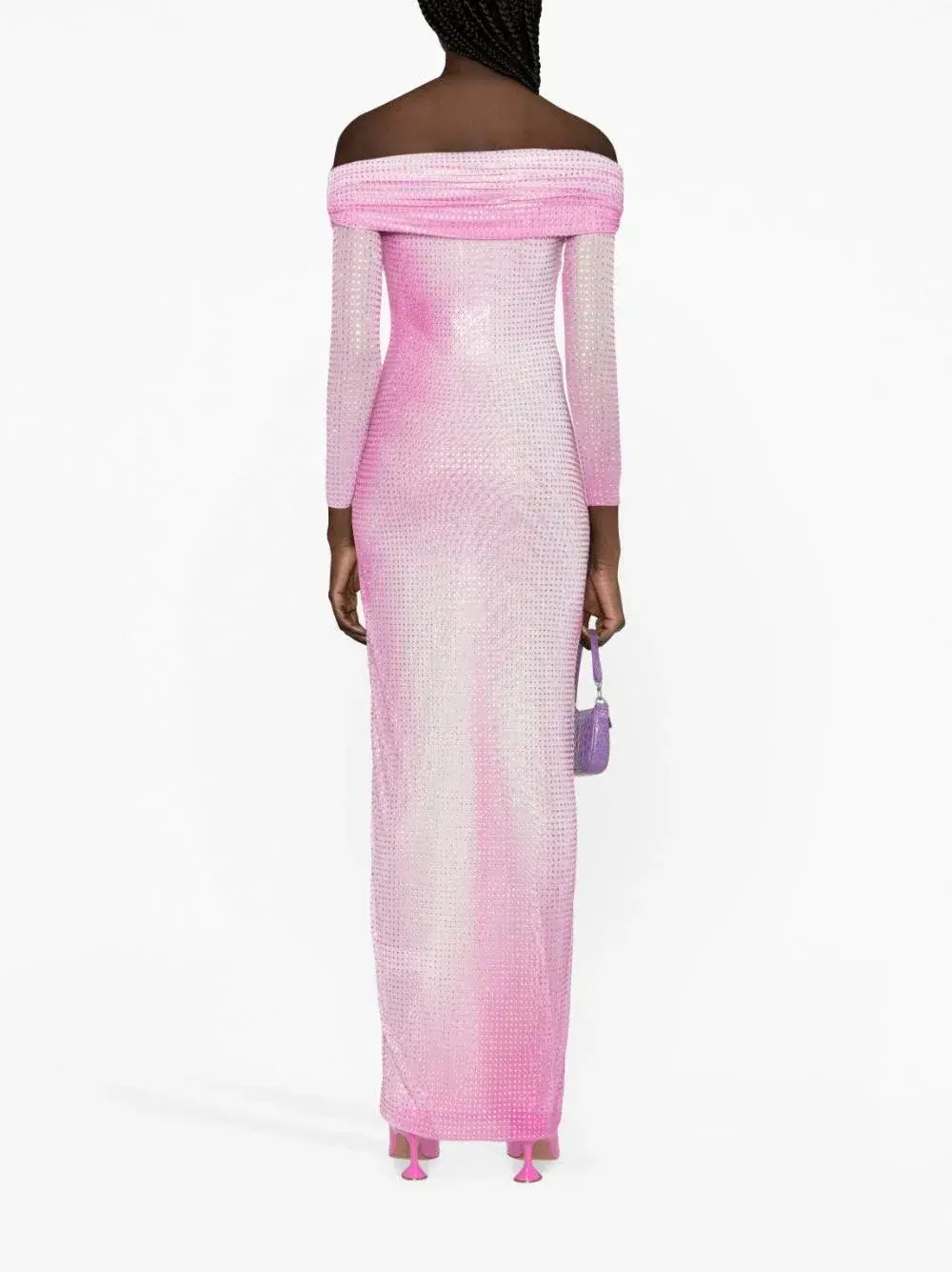 Self Portrait Crystal-Embellished Contour-Print Dress Pink Size 8 photo 2