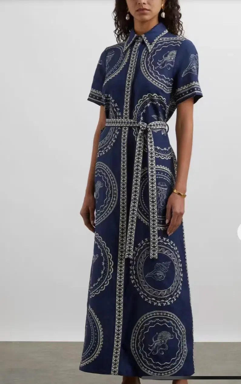 Alemais Oceane Linen Shirt Dress Blue Size 10 photo 3
