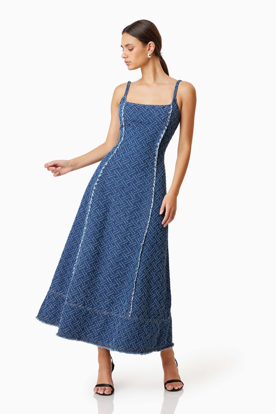 Elliatt Cora Denim Midi Dress - Navy photo 4