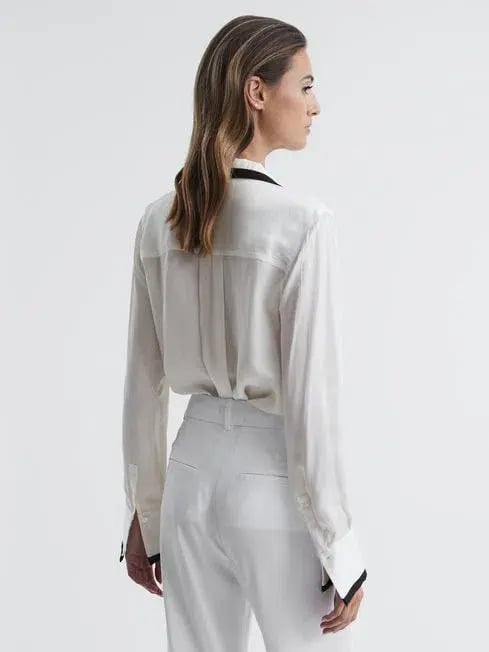 Reiss Calli Tuxedo Blouse In Ivory In Size 10 photo 4