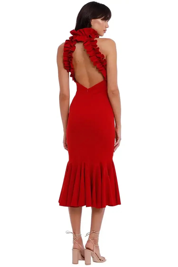 Elliatt Composure Midi Dress in Scarlet Size 8 photo 3