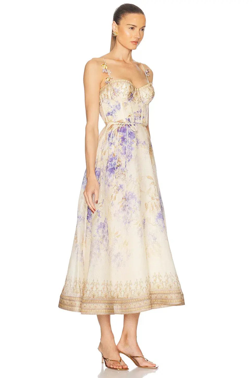 Zimmermann Dawning Picnic Midi Dress Lilac Floral Size 2 / AU 12 photo 2