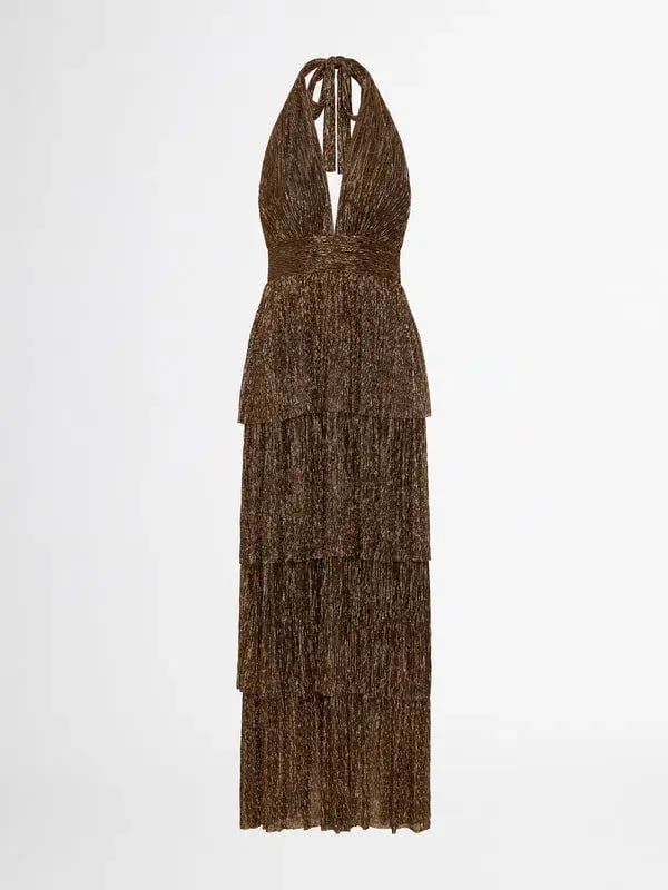 Sheike Galaxy Dress Metallic Gold Size 6 photo 4
