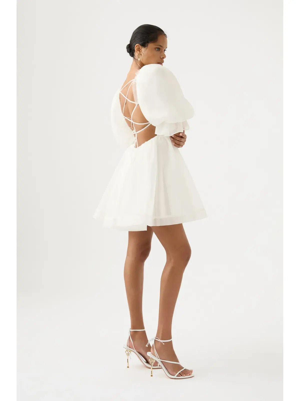 Aje Astrid Tie Back Mini Dress Ivory Size AU 6 photo 3