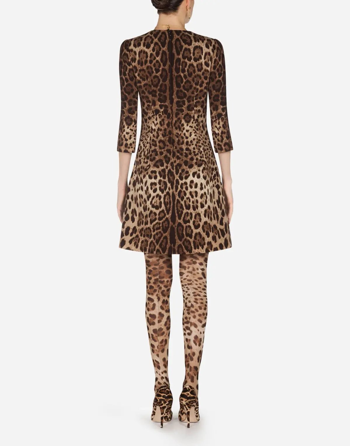 Dolce & Gabbana Double Crepe Mini Dress Leopard Print Size 8 photo 3