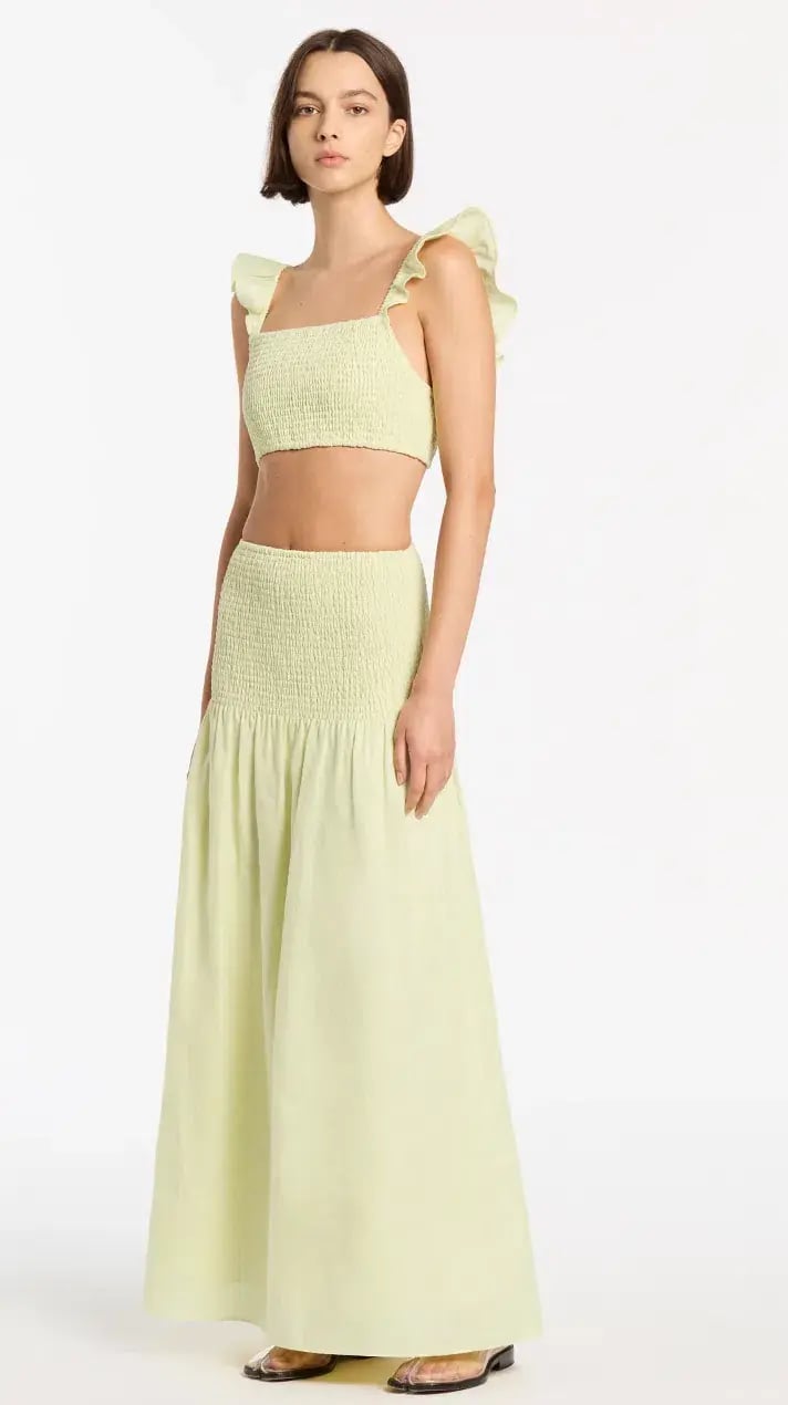 Sir The Label Francesca Shirred Crop Top Size 0 and Maxi Skirt Size 1 Set Yellow photo 2