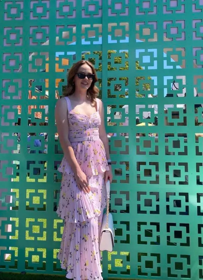 Self Portrait Satin Midi Dress Pink Floral Size 8 photo 5
