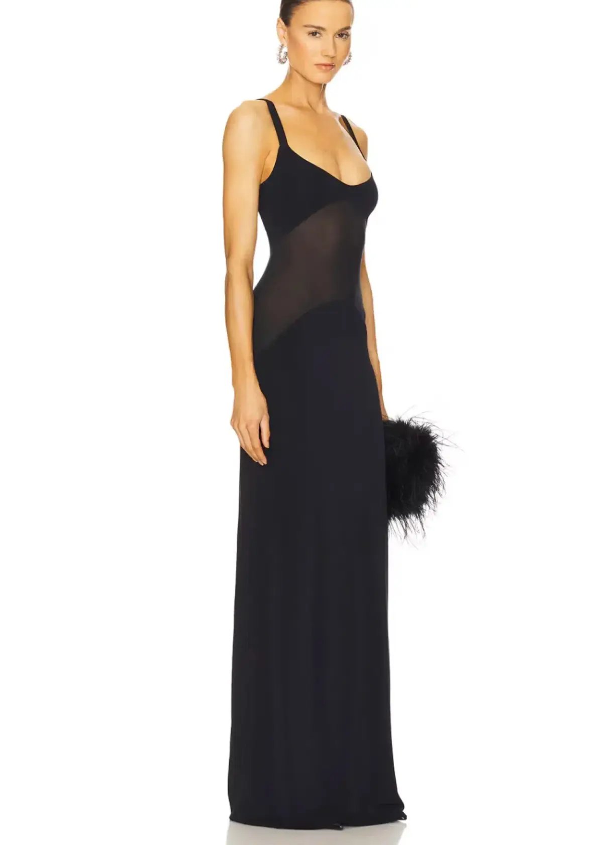 Helsa Sheer Knit Curve Maxi Dress in Black photo 2