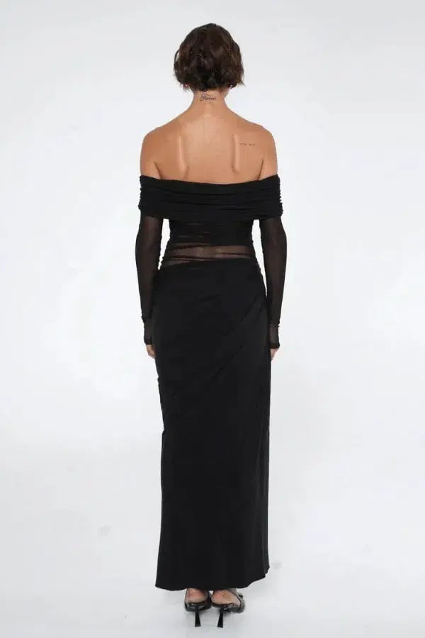Benni Yasmin Off-Shoulder Maxi Dress Black Size 8 photo 8