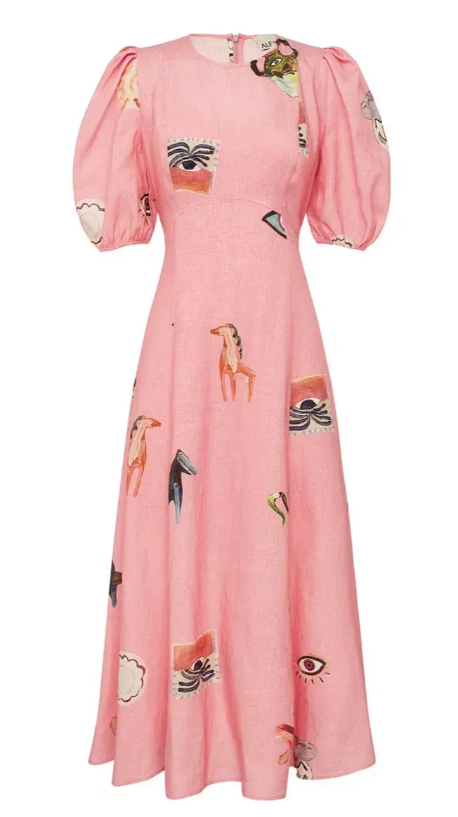 Alemais Cleo Midi Dress Pink Size 10 photo 4
