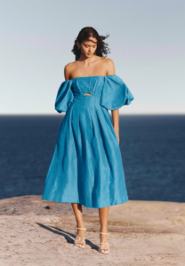 Aje Eugenie Off Shoulder Midi Dress - Azure Blue photo 8