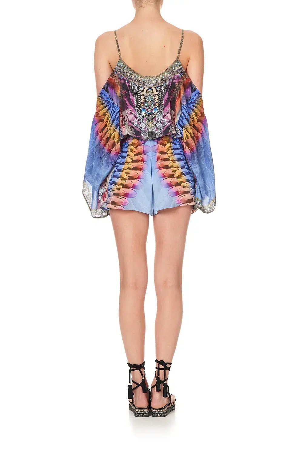 Camilla Franks Drop Shoulder Playsuit Love On The Wing Print Size M /AU 12 photo 4