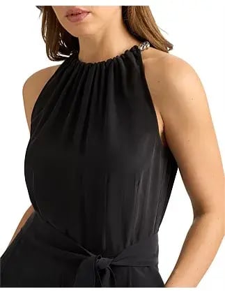David Lawrence Gisele Silk Jumpsuit Black Size 14/L photo 2