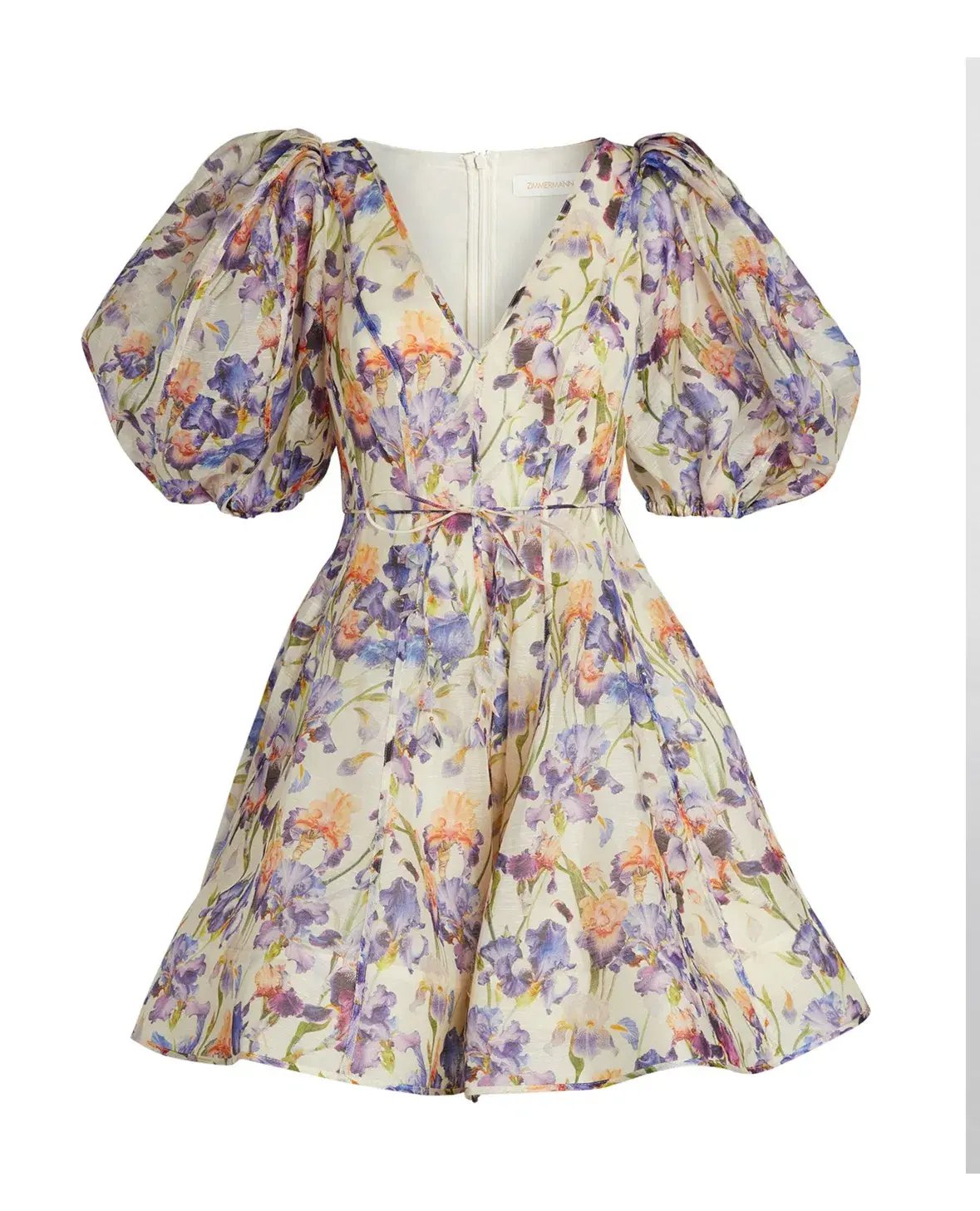 Zimmermann Tama Puff Sleeve Mini Dress in Iris Floral Size 2/AU12 photo 3