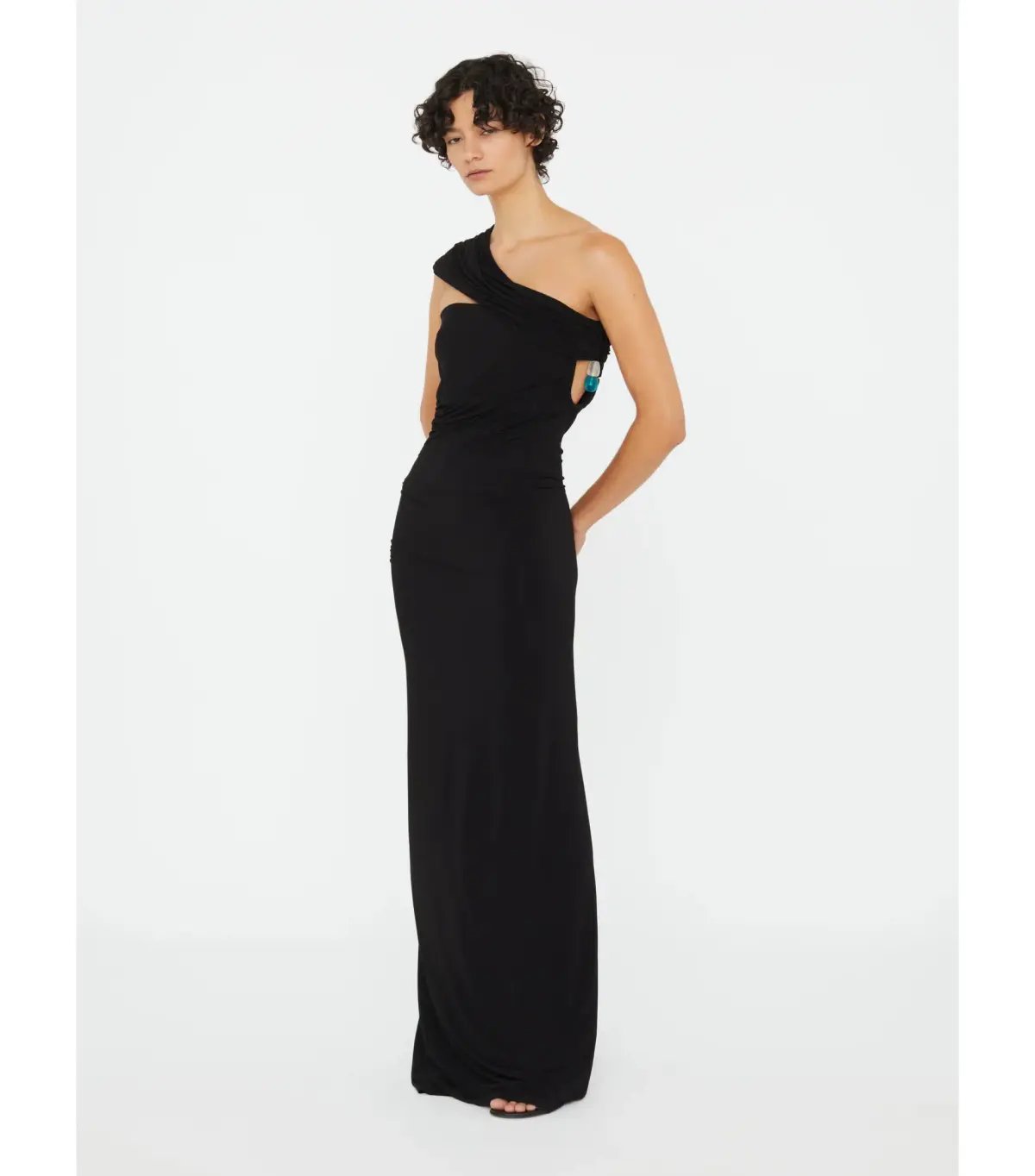 Christopher Esber Beach Glass Draped Jersey Strapless Maxi Dress Black Size AU 8 photo 2