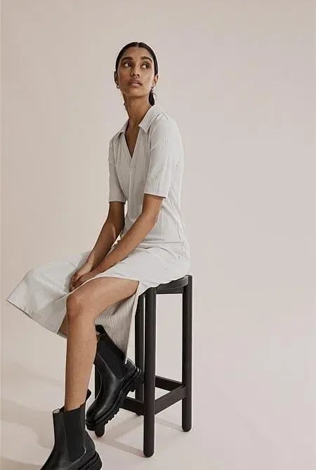 Country Road Rib Polo Midi Dress Grey Size 10 photo 2