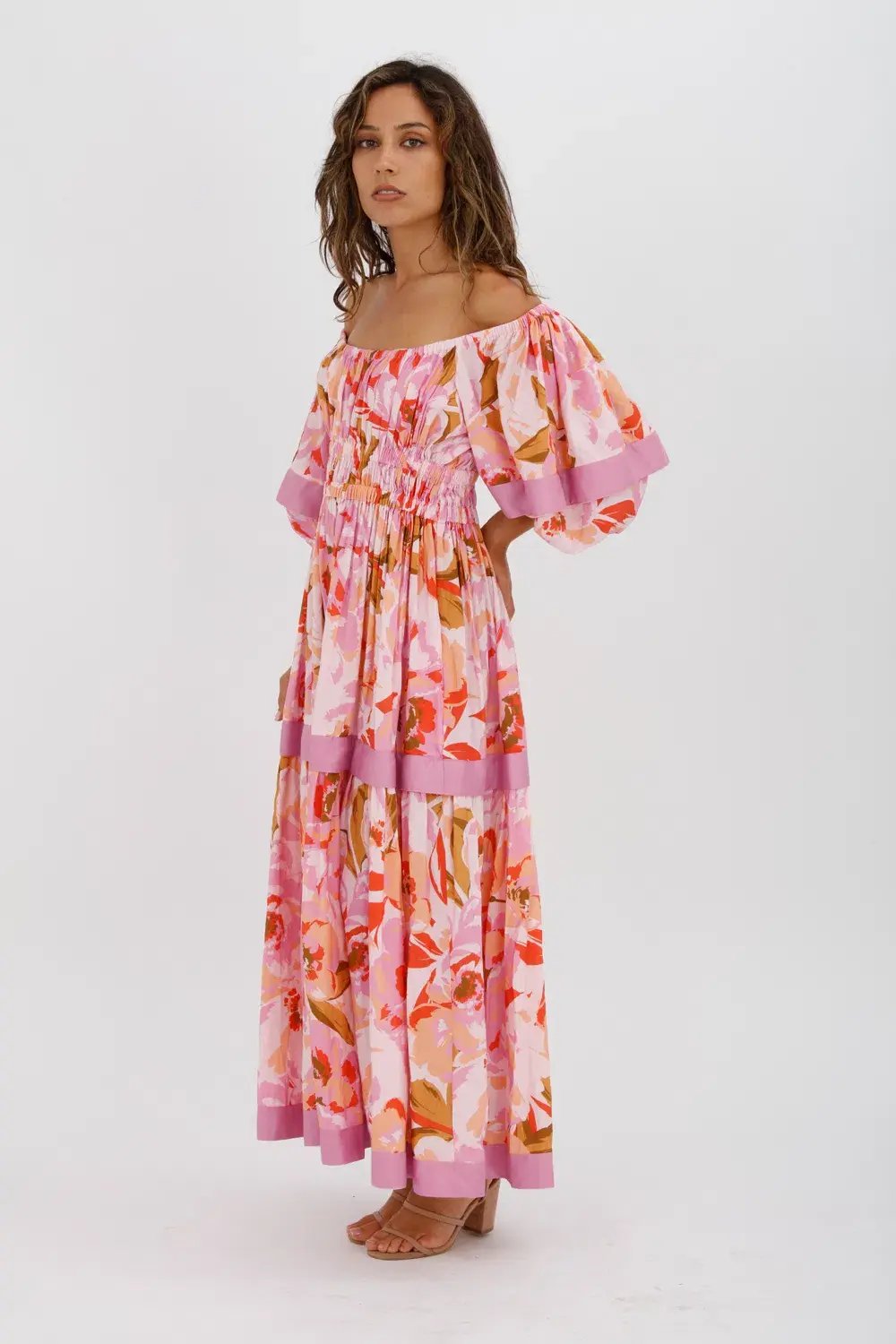 Acler Wayland Short Sleeve Printed Midi Dress Pink Floral Size 8 photo 7