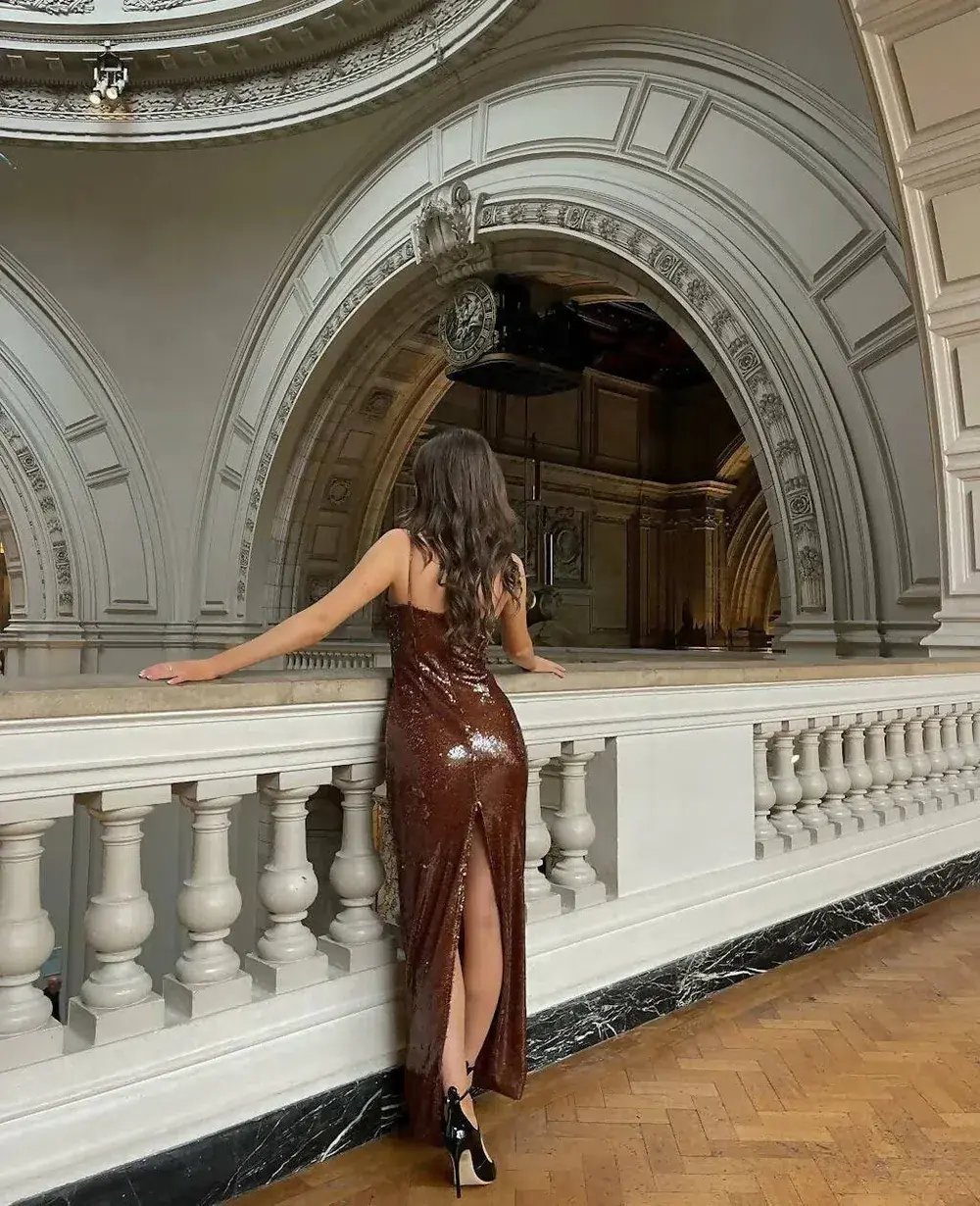 Mew Mews Lorelei Dress Brown Sequin Size S/M photo 7