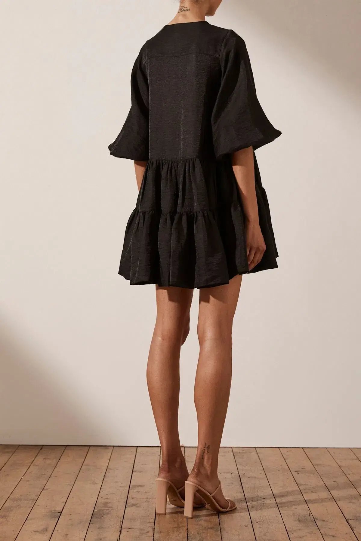 Shona Joy Margaux Tuxedo Shirt Mini Dress Black Size 6 photo 3