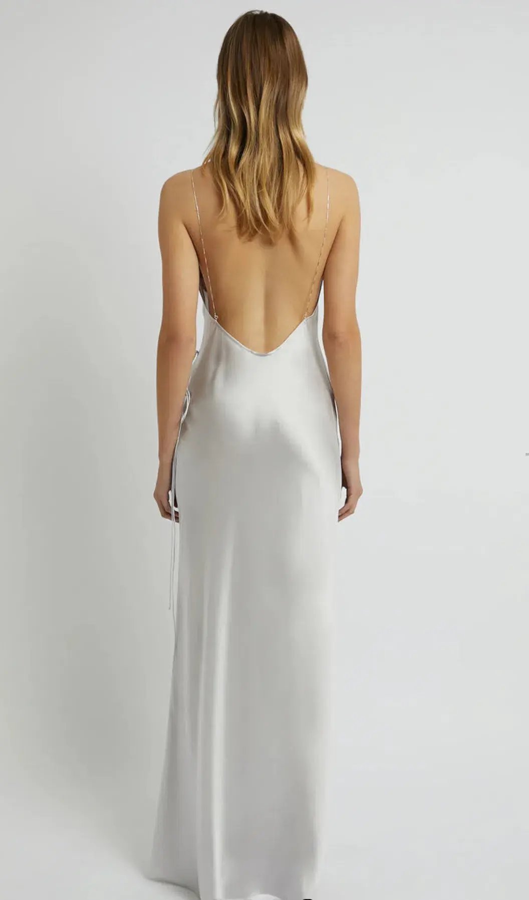 Christopher Esber Slope Tie Silk Dress Silver Size 8 photo 4