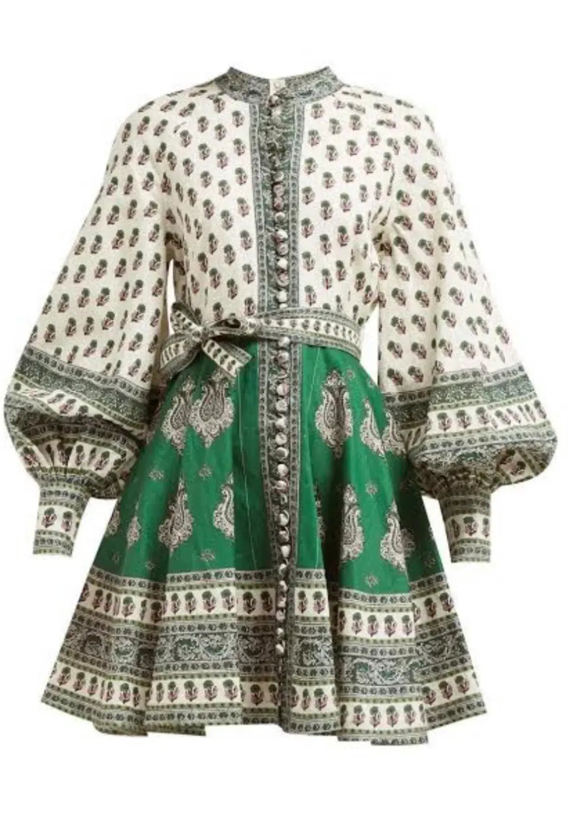 Zimmermann Emerald Buttoned Dress Multi 2 / AU 12 photo 4