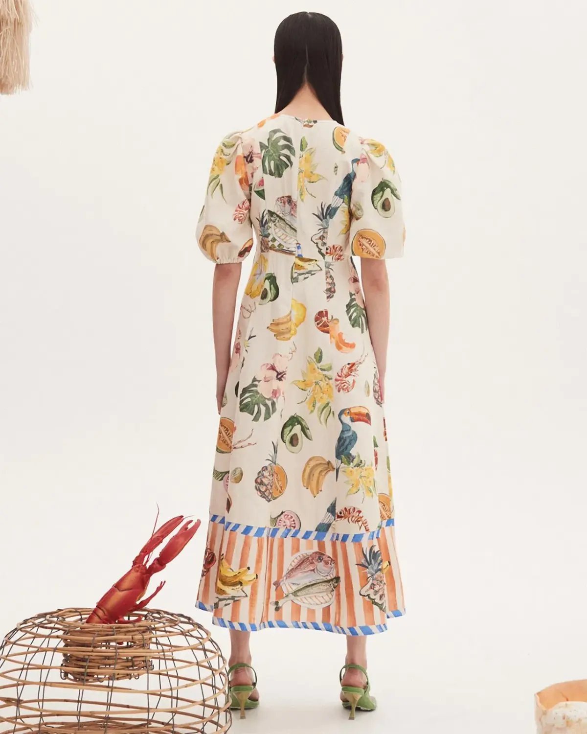 Alemais Theo Midi Dress Ivory Print Size AU 16 photo 2