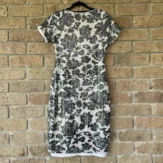 Moss & Spy Shift Bodycon Dress Black & White Sequin Size AU 8 photo 6