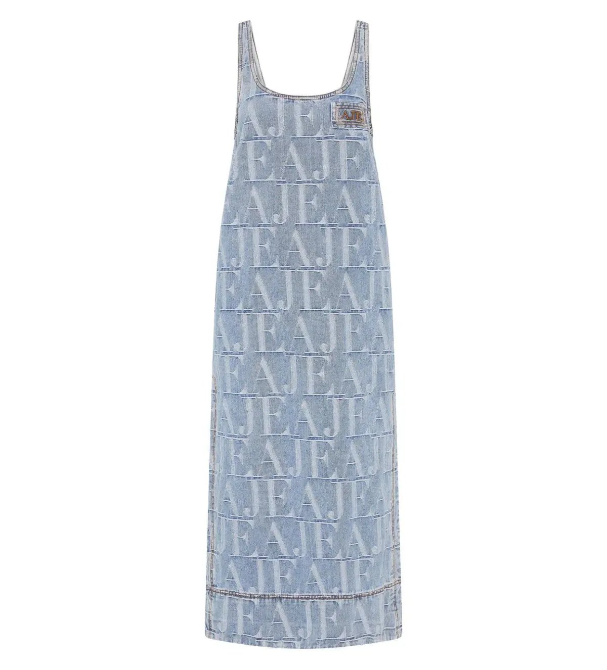 Aje Nostalgia Denim Midi Dress Coastal Logo Wash Size AU 12 photo 5