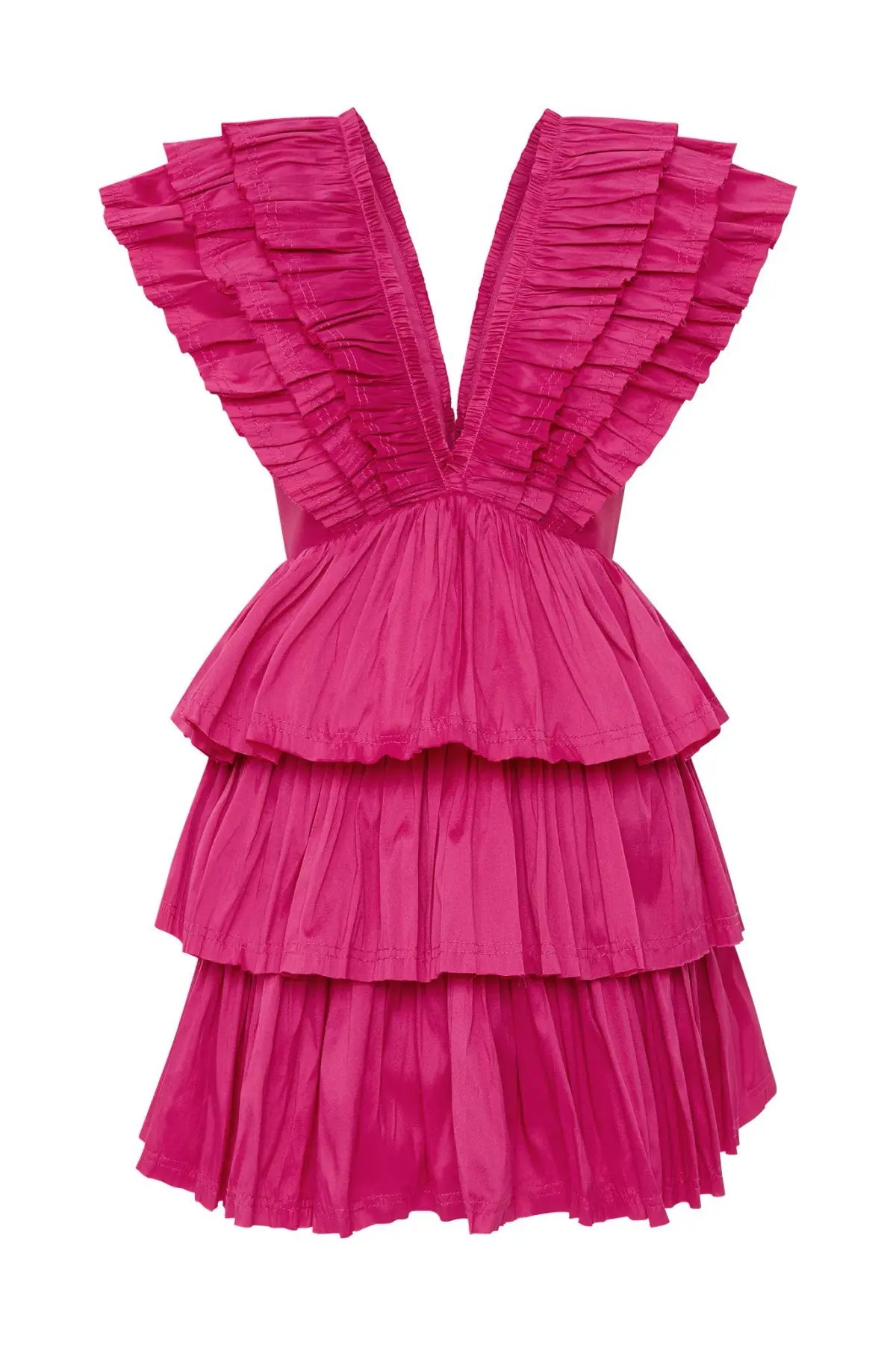 AJE Rhythmic Frilled Mini Dress Fuchsia Size 8 photo 3