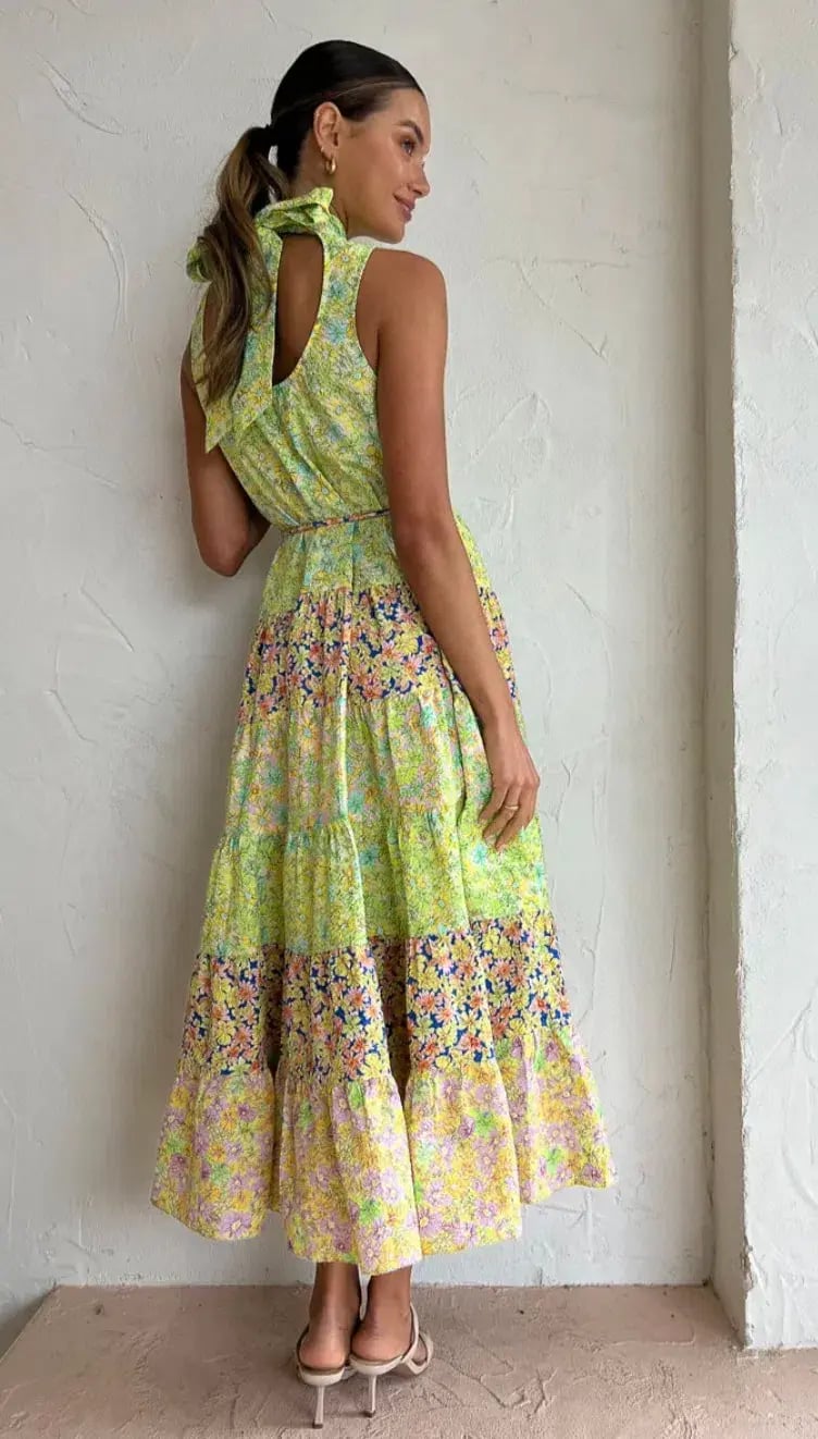Alemais Daisy Spliced Midi Dress Multi Floral Size 10 photo 4