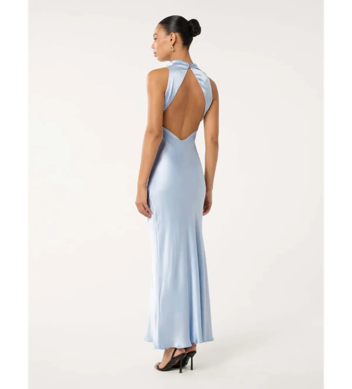 Forever New Michelle Open-Back Satin Maxi Dress Blue Size 12 photo 4