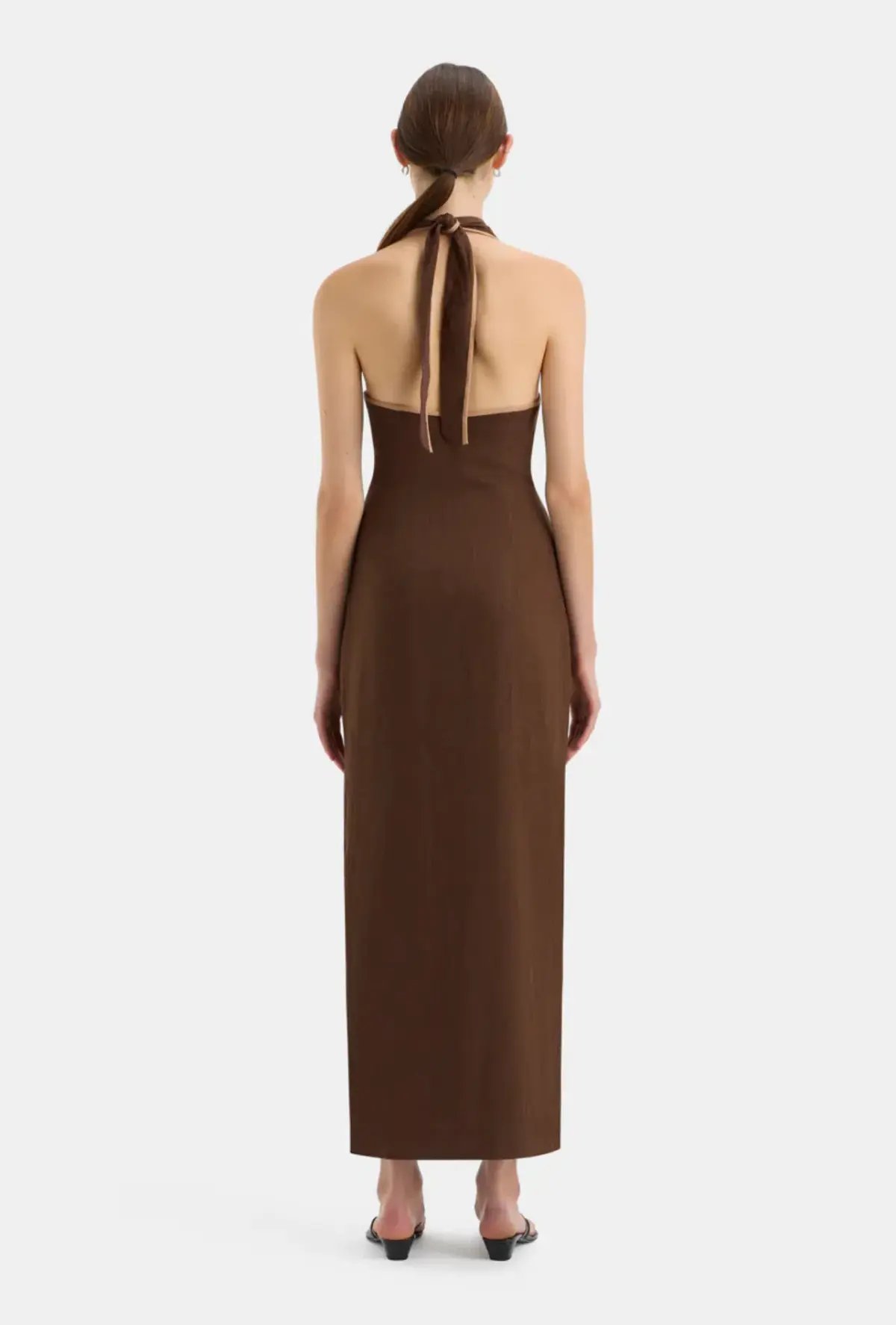 Sir the Label Affogato Halter Dress Chocolate Brown Size AU 8 photo 2