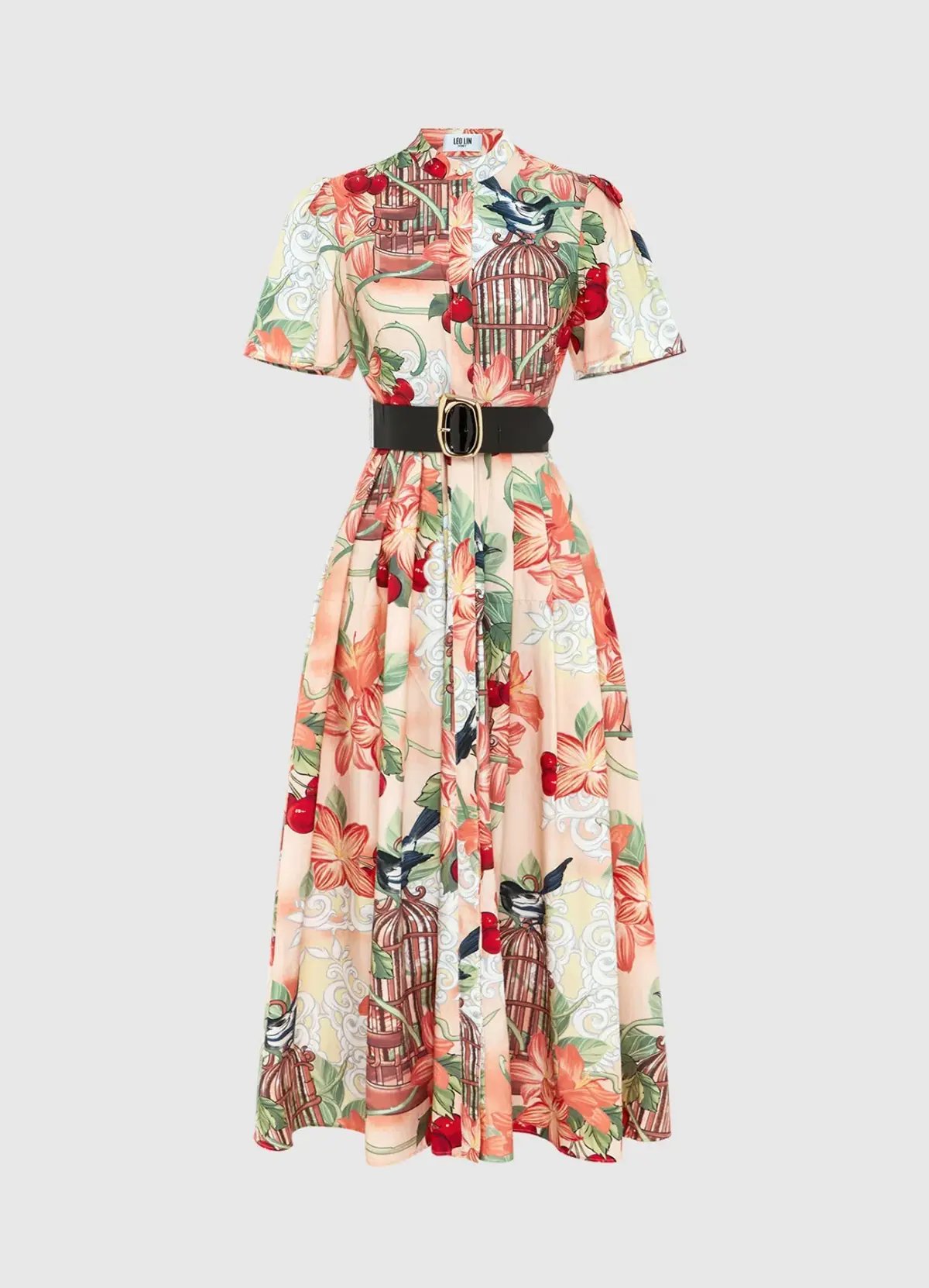 Leo Lin Bianca Short Sleeve Midi Dress Azalea Print in Fortune Size 10 photo 4