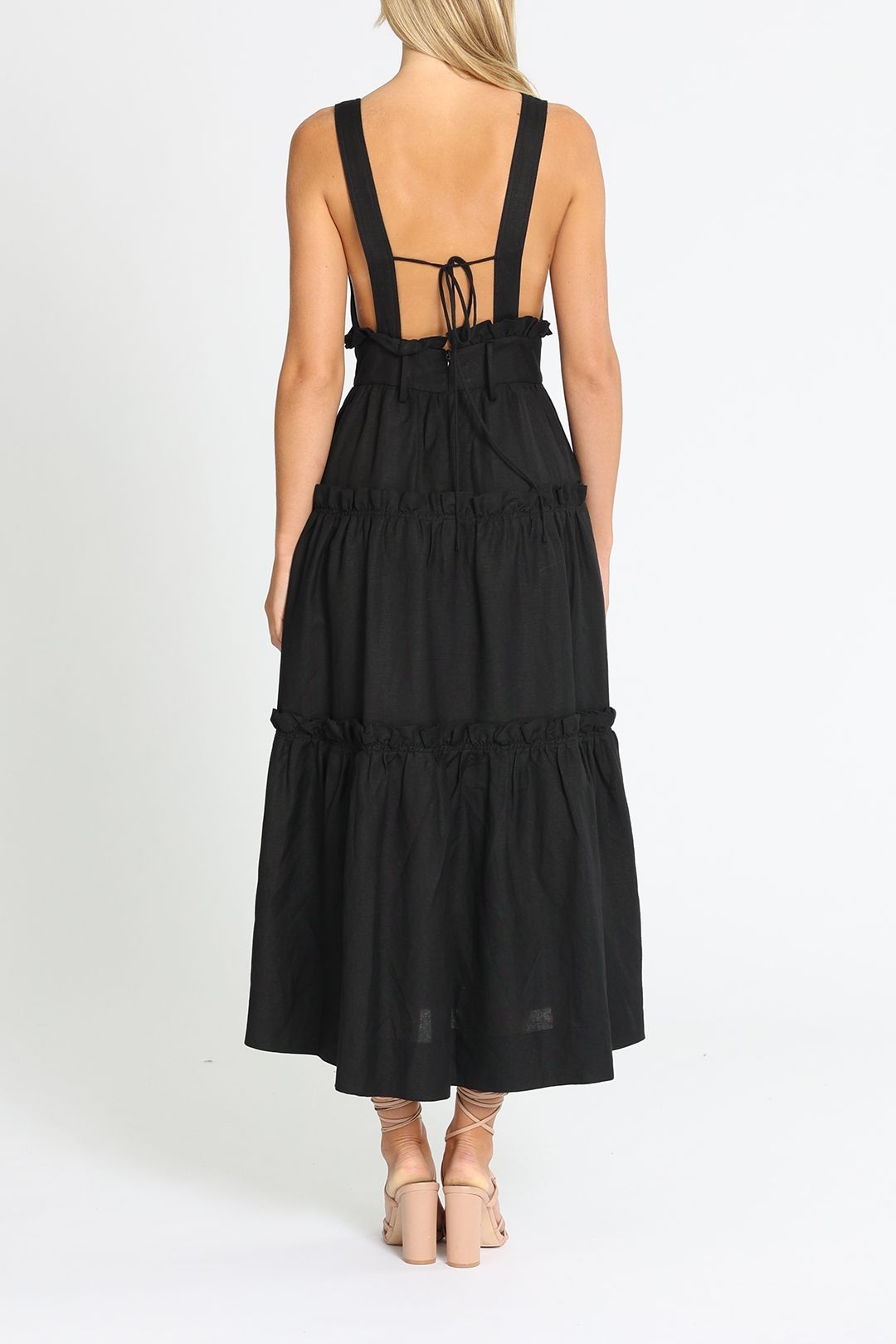 Tiered Midi Dress - Black photo 3