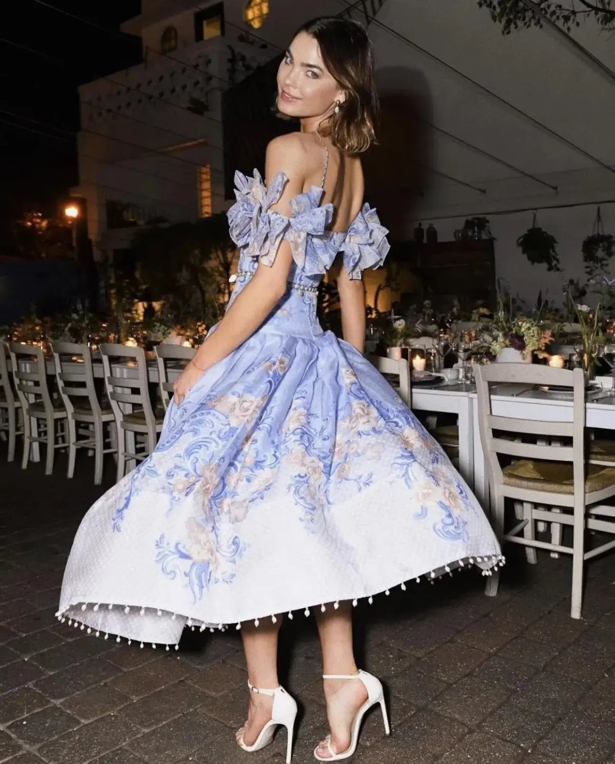 Zimmermann Postcard Bow Bodice Dress in Swirl Floral Blue Size 0/AU 8 photo 2