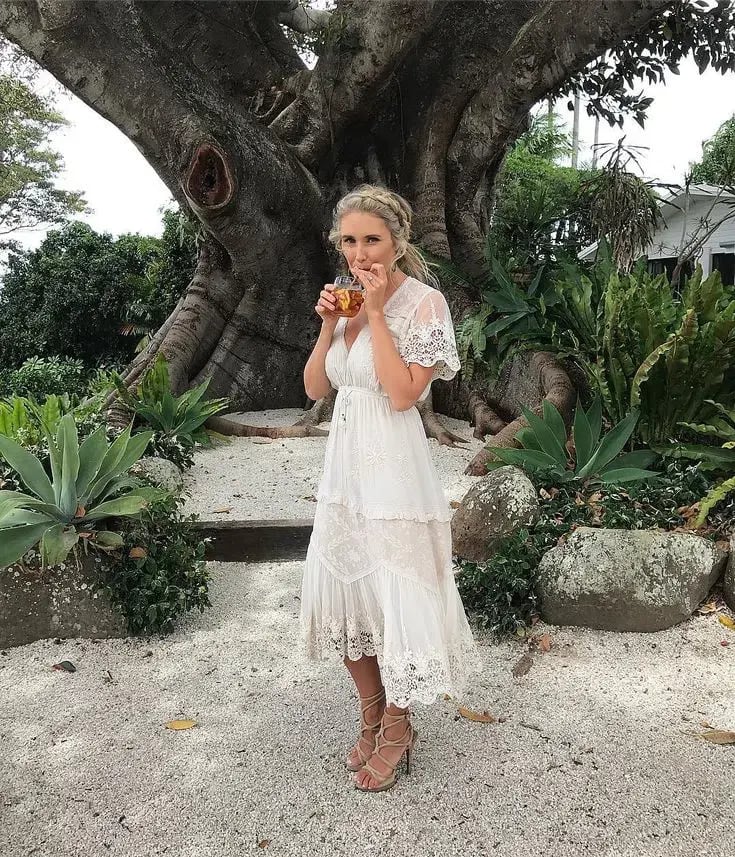 Spell & The Gypsy Maggie Embroidered Midi Dress Cream Size XS photo 2