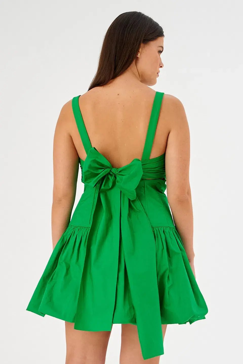 Oroton Short Tie Back Bow Dress Jewel Green Size 8 photo 7