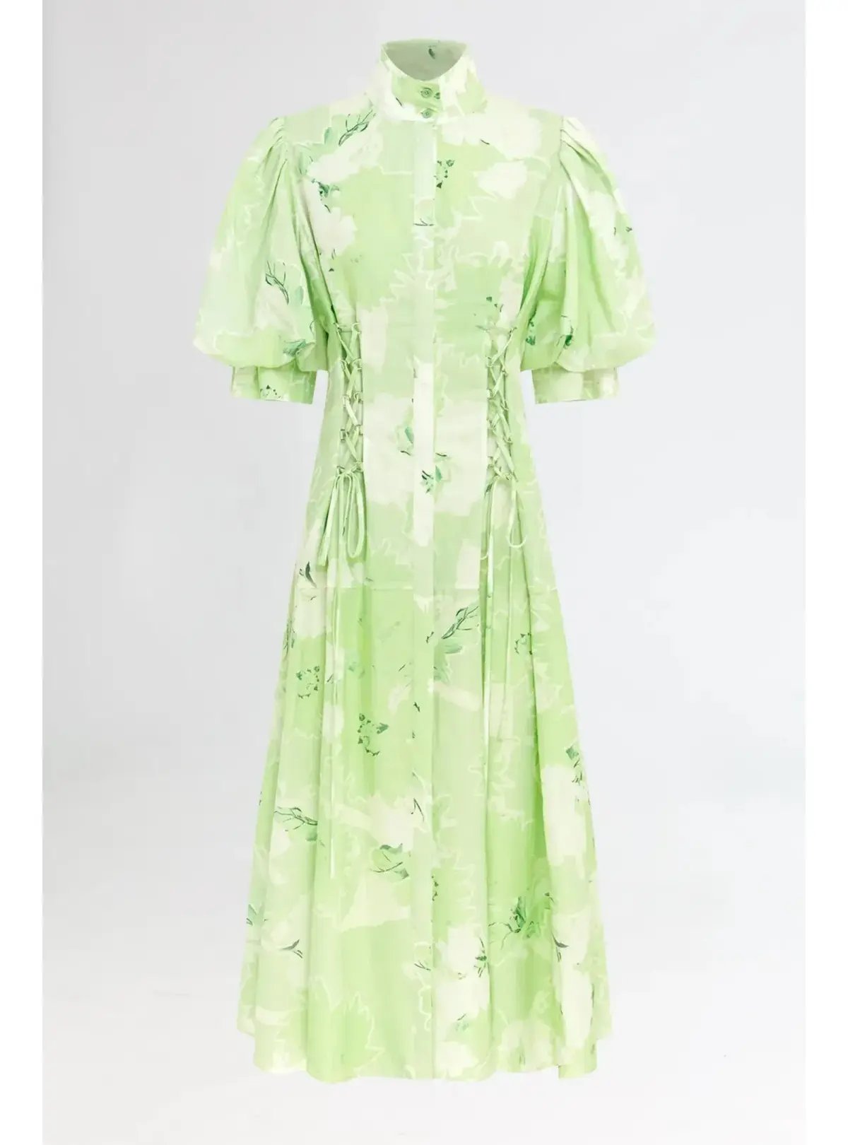Leo Lin Anneke Drawstring Midi Dress Jasmine Print in Sage Size AU 12 photo 4
