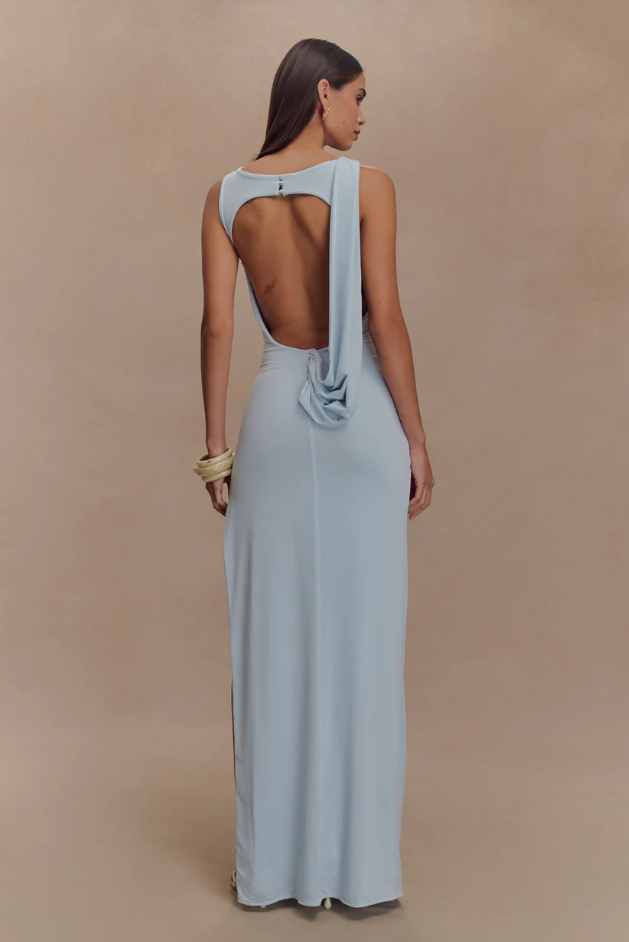 Meshki Henley Drape Dress - Blue photo 4