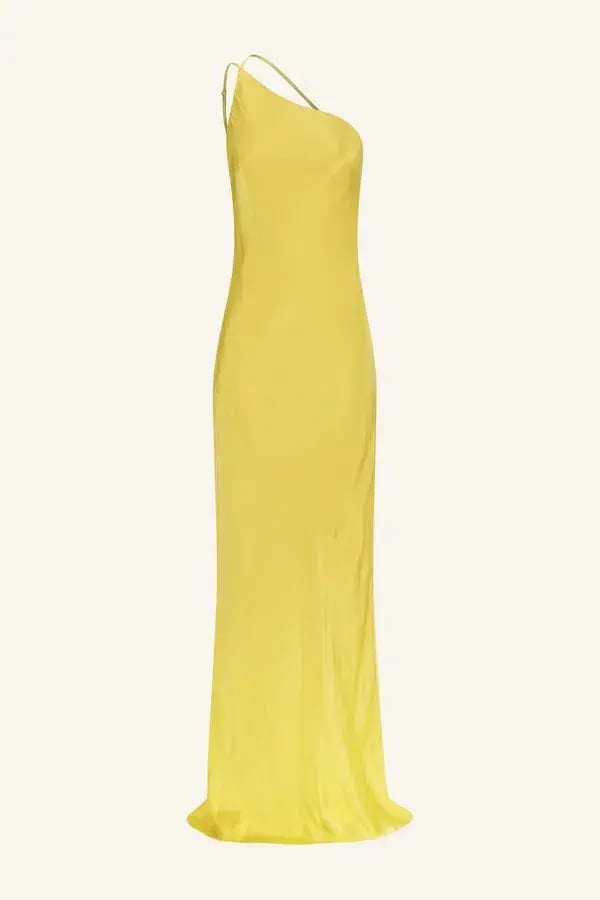 Shona Joy Sofia One Shoulder Cowl Maxi Dress Lime Size 8 photo 5