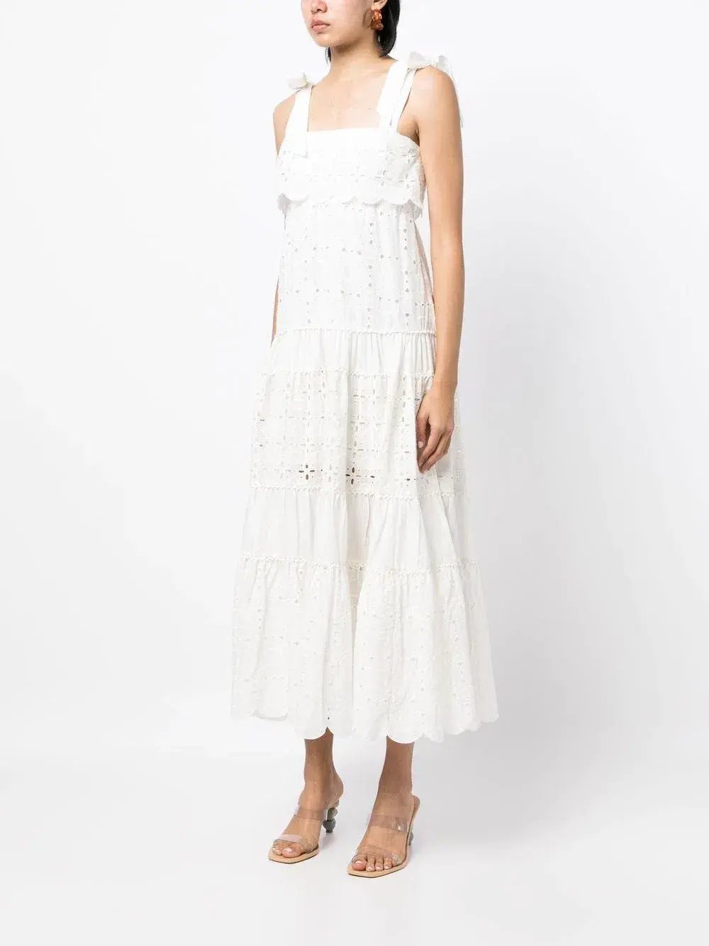 Alemais Evie Panelled Tie Midi Maxi Dress White Size 6 photo 7