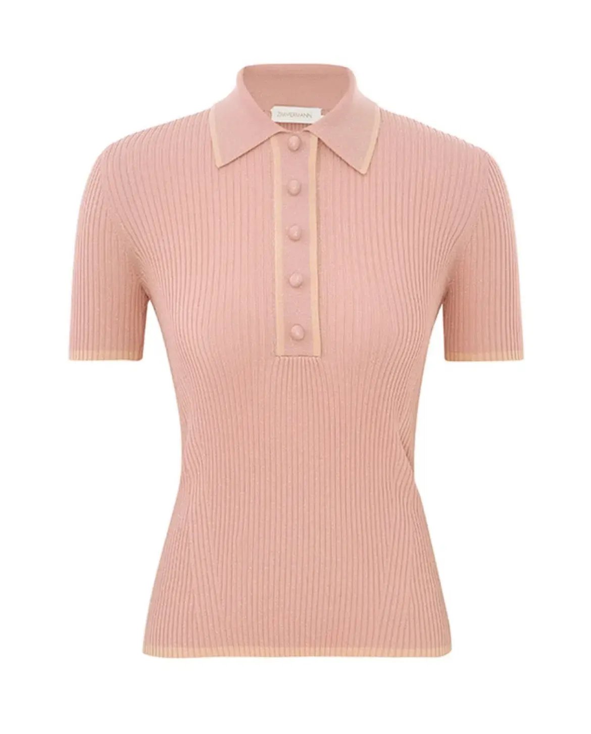 Zimmermann Natura Metallic Polo and Midi Skirt Set Peach Size 0/AU 8 photo 4
