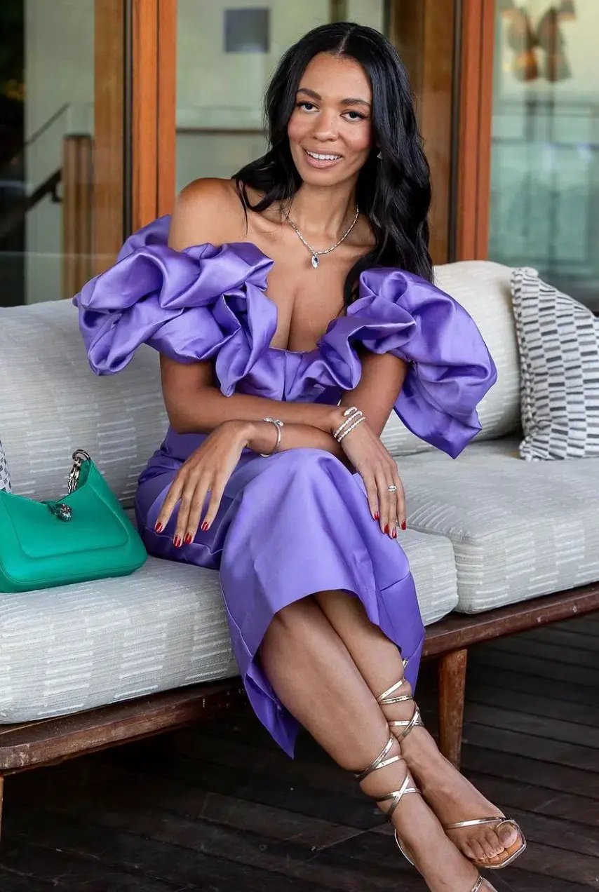 Alemais Suzi Off Shoulder Midi Dress Violet Size 8 photo 4